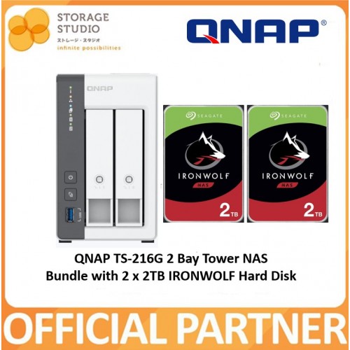 QNAP TS-216G Bundle With 2 x 2TB SEAGATE IronWolf Hard Disk. Singapore Warranty 2 Years